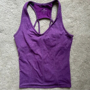 Athleta Equator Racerback‎ Tank Top Shirt Built In Bra Heathered Purple Sz Large